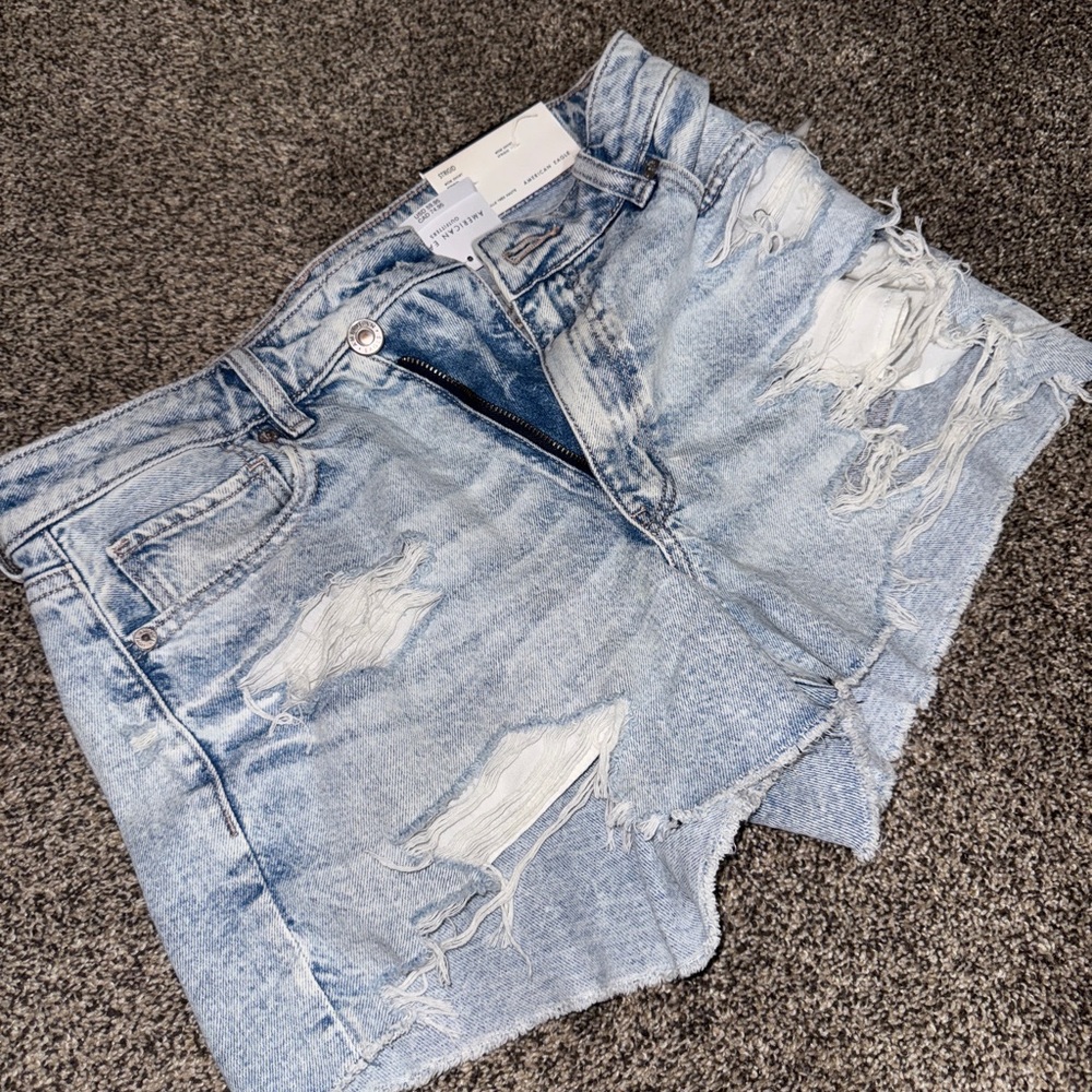 American Eagle Outfitters Blue Jean Shorts Distressed Cut-Off